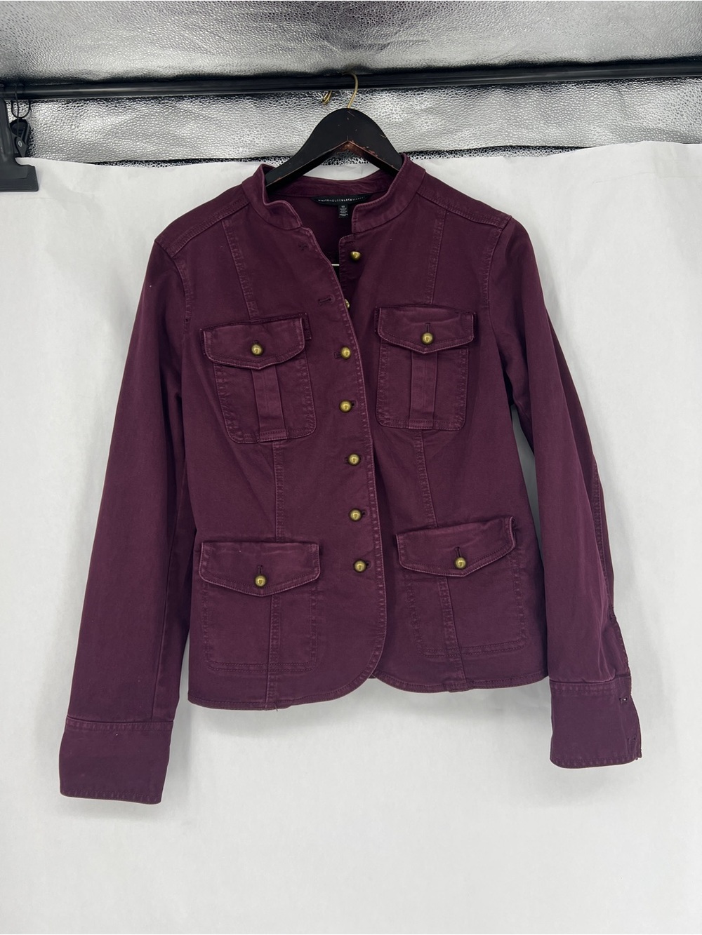 White House Black Market maroon Utility military Jacket - Picture 3 of 9